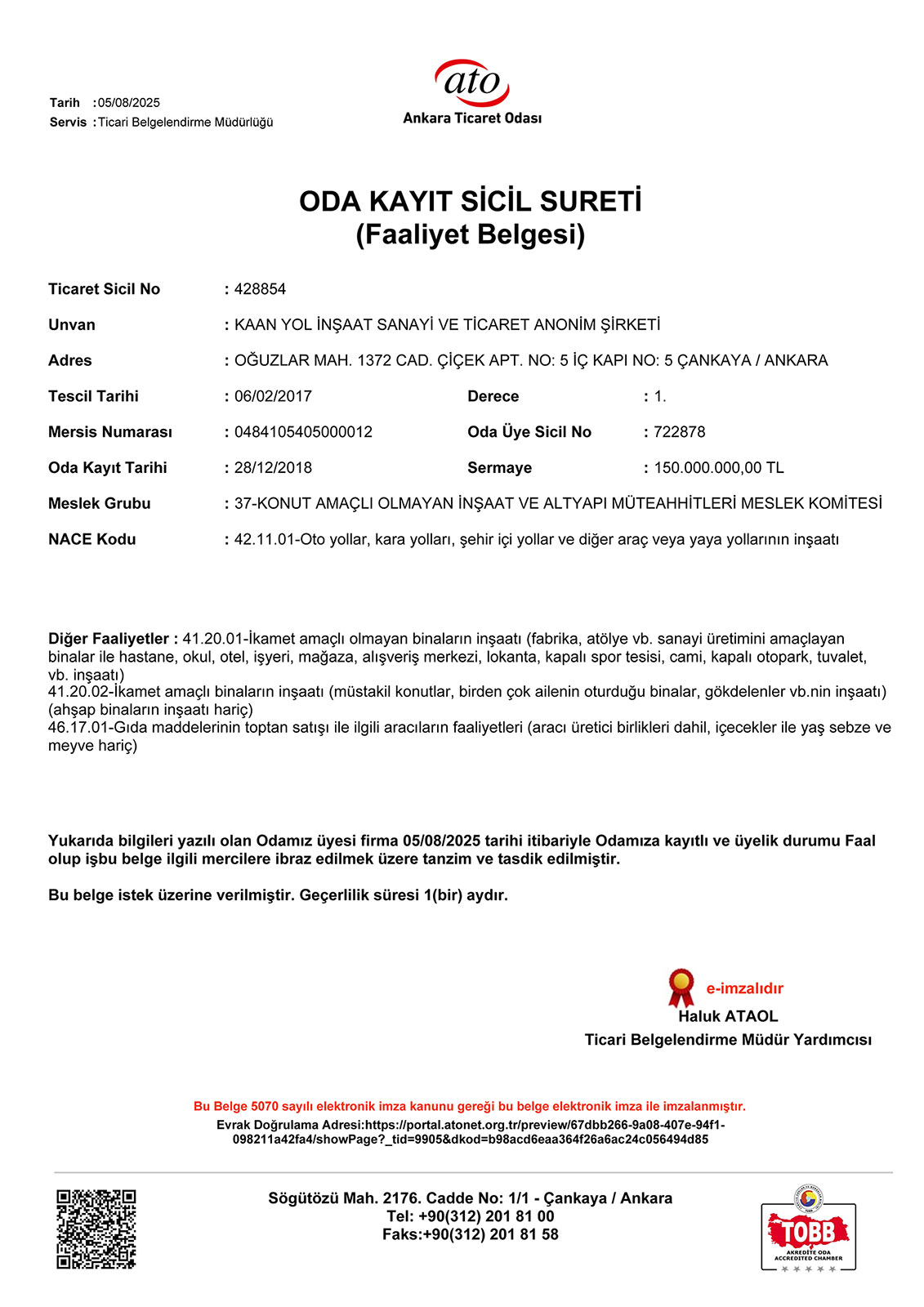 Activity Certificate